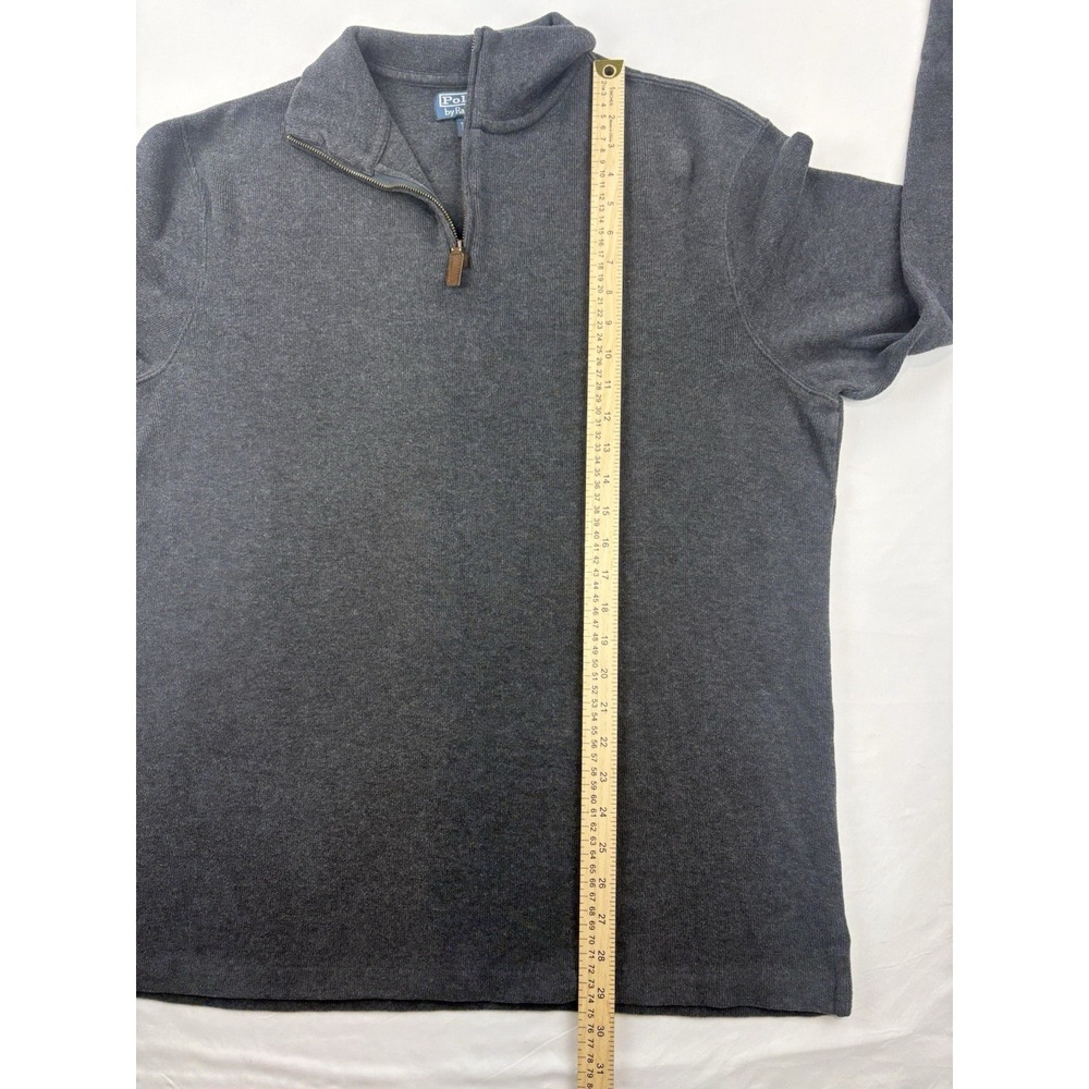 POLO RALPH LAUREN Mens 1/4 Zip Estate Rib Pullover Sweater charcoal Gray Large - Picture 12 of 14